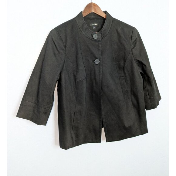 East 5th Womens Black Jacket Size 1X Button-Front 3/4 Sleeves Textured Finish - Picture 12 of 16